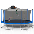 14FT Trampoline with Basketball Hoop, Safety Enclosure Net & Ladder, Blue P372189