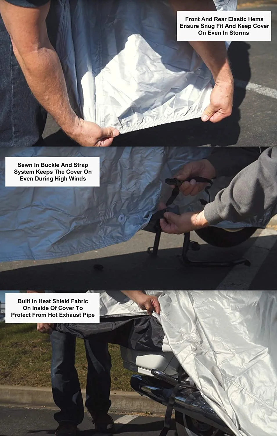 Motorcycle Cover with Reinforced Securing Straps and Storage Bag I780899
