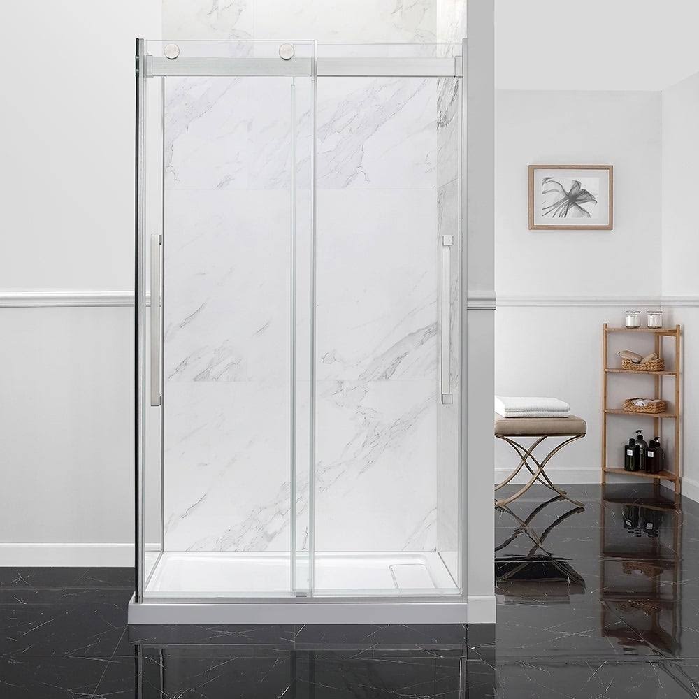 Frameless Sliding Shower Door with Side Panel F30559