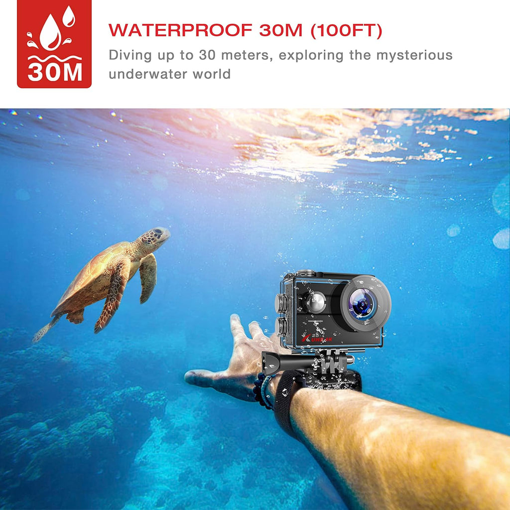 4K Waterproof Action Camera with 2 Batteries and Accessories Pack of 2 V6366