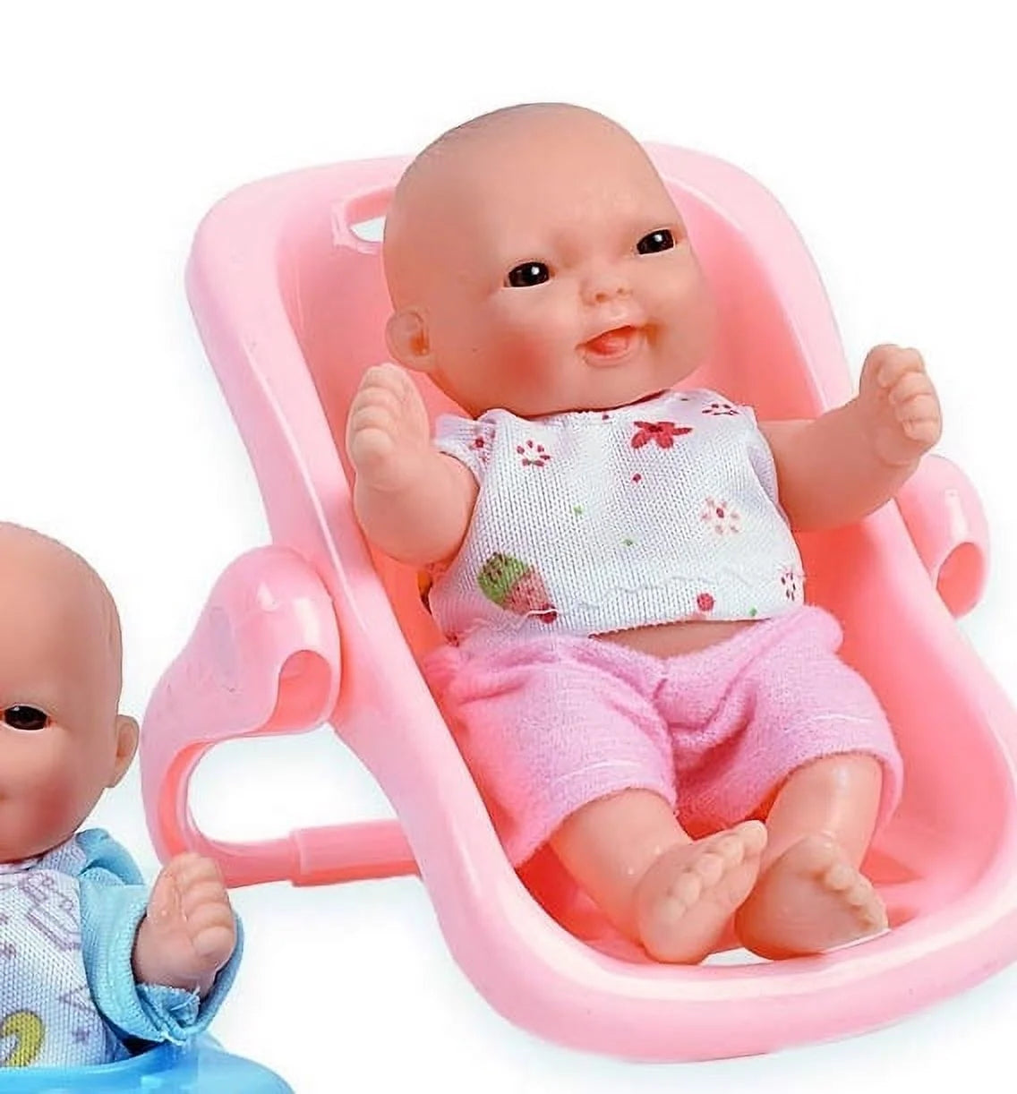 Set of 6 Scary Baby Mini Dolls with Cradle, High Chair, Walker, Bathtub, Swing, and Baby Seat O71175