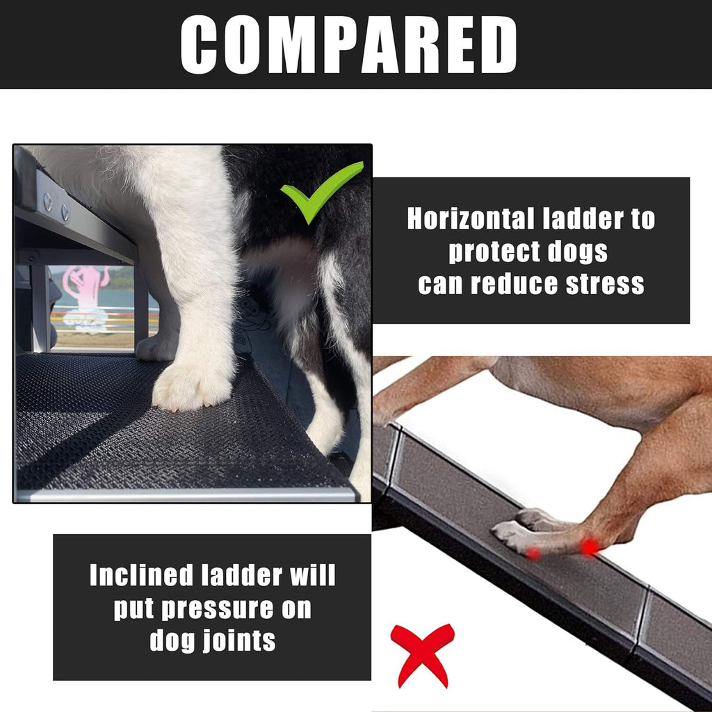 Folding Dog Car Ramp with Aluminum Frame, Nonslip Surface, Support 150-200 Lbs V361905