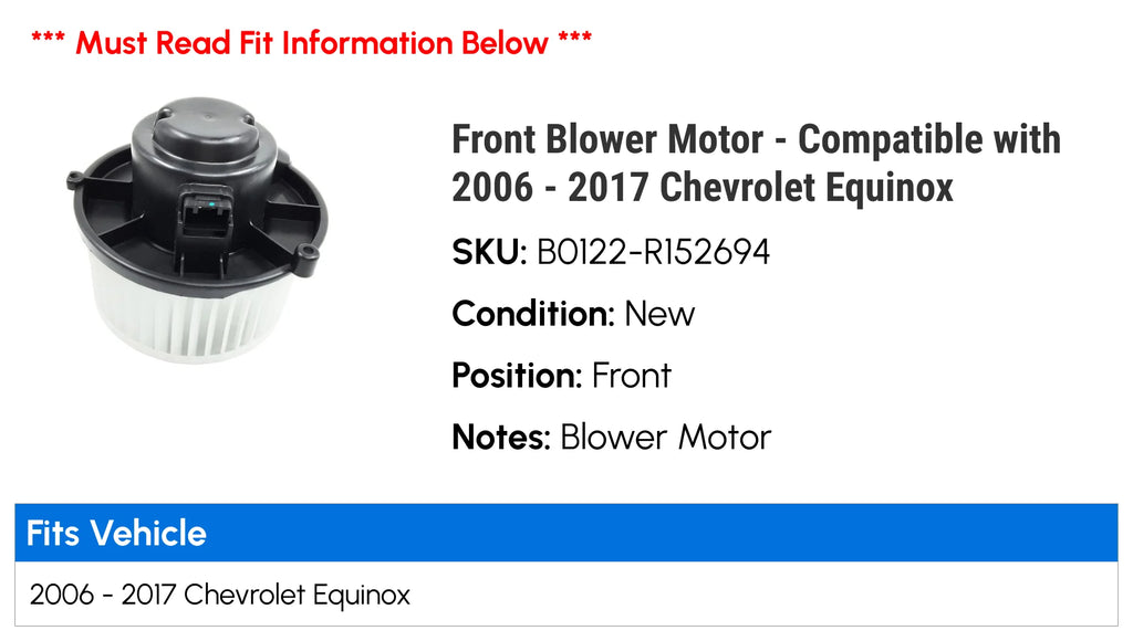 Front Blower Motor for Chevy Equinox S72174