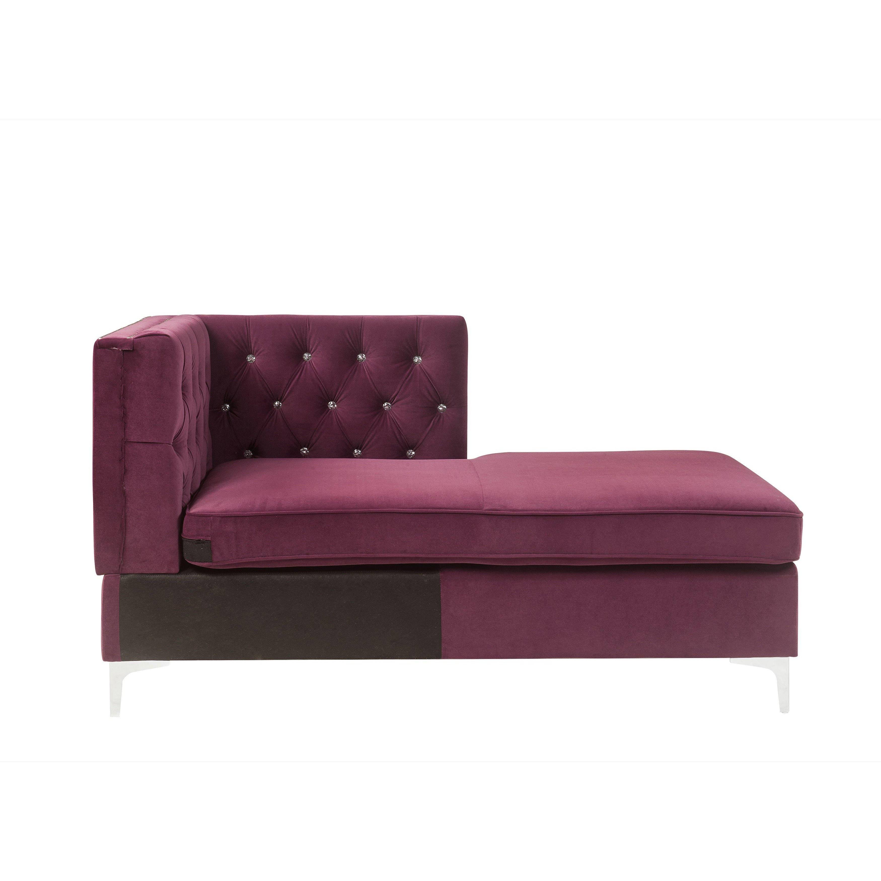 Burgundy Velvet Modular Sectional Chaise U454
