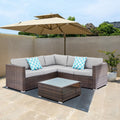 4-Piece Outdoor Wicker Sectional Sofa Set Grey B80214