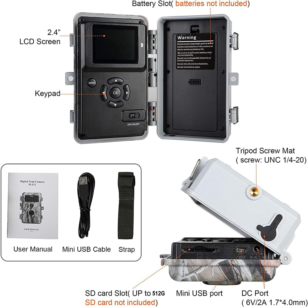 2-Pack Night Vision Trail Cameras 24MP 1296P H.264 MP4 Video No Glow IP66 Waterproof Motion Activated C7620