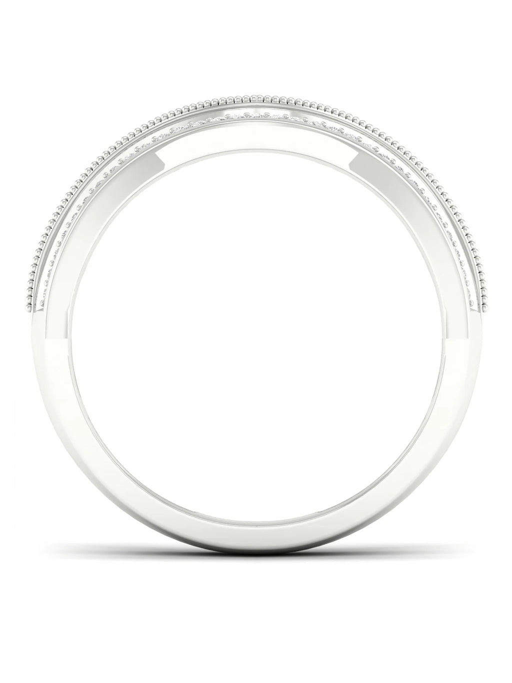 1/6Ct TDW Diamond 10k White Gold Contour Wedding Band L3329
