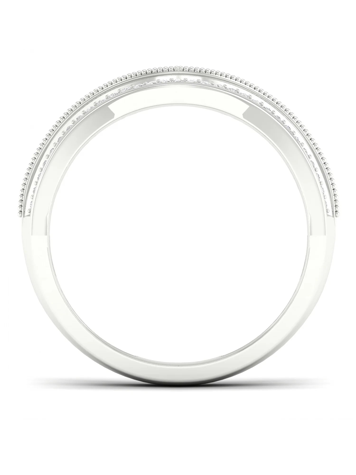 1/6Ct TDW Diamond 10k White Gold Contour Wedding Band L3329