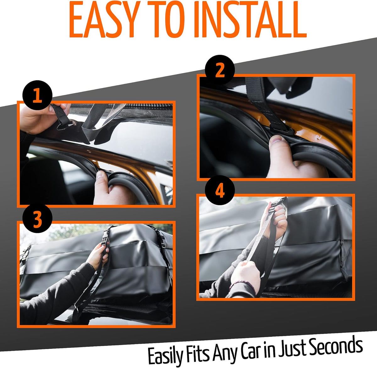 Car Roof Cargo Bag Water Resistant with Anti Slip Mat, 8 Straps G660