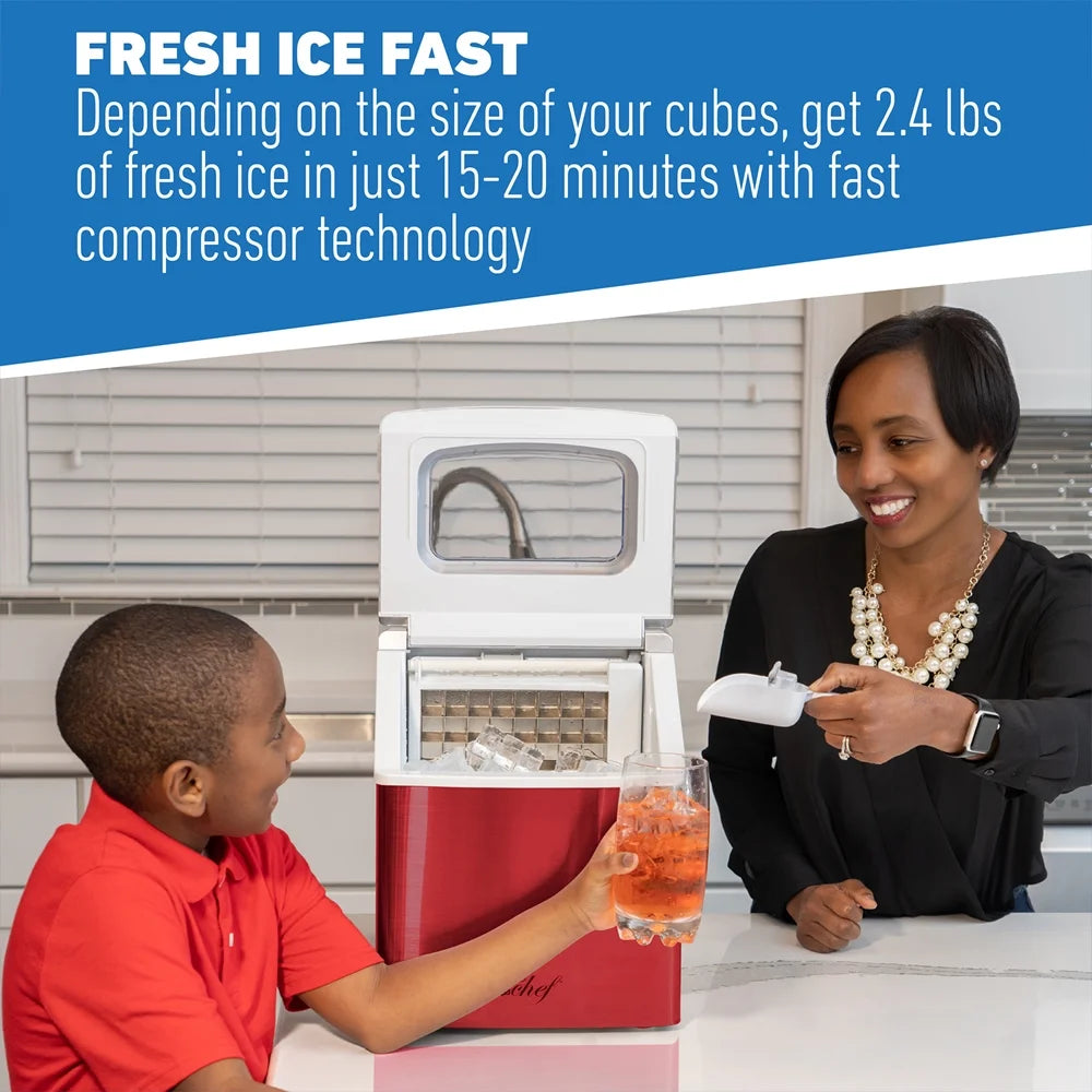Red Countertop Portable Ice Maker R5497