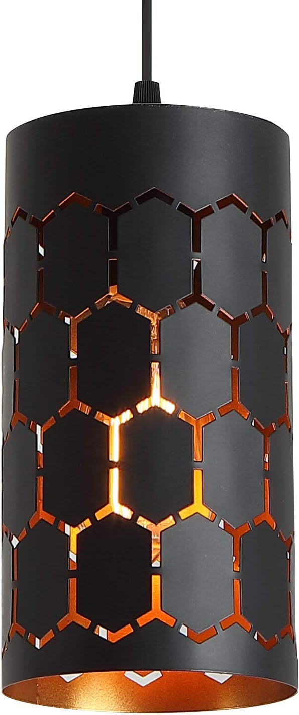 3-Light Kitchen Island Pendant Light Fixture, Gold Inner and Black U73419