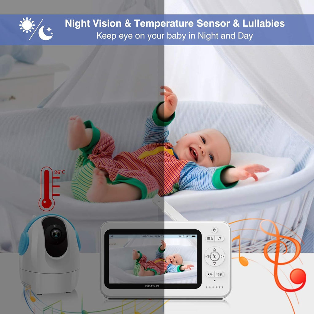 5 720P Baby Monitor with Camera and Audio Night Vision K1960