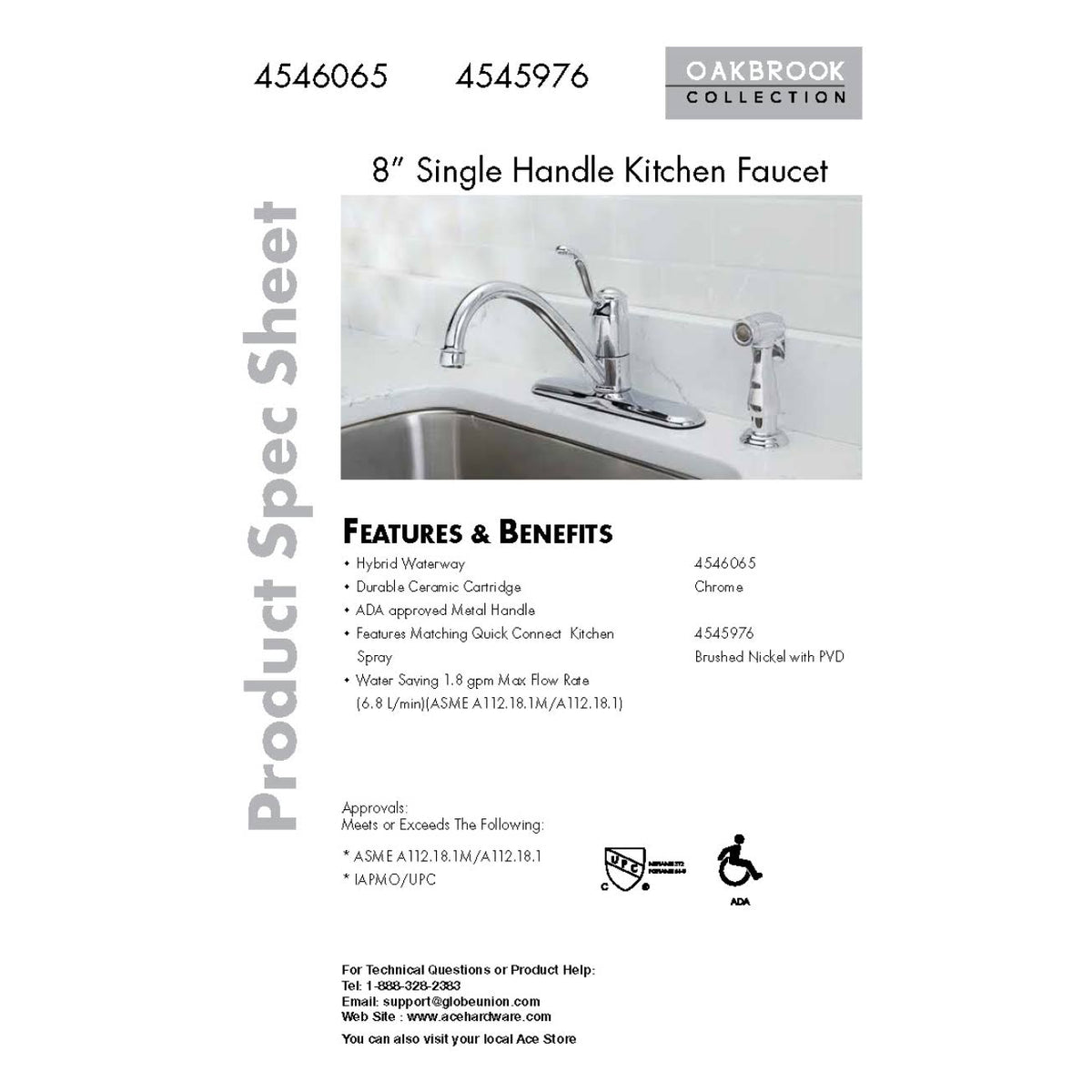 Chrome Kitchen Faucet with Side Sprayer P722989