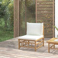 Bamboo Patio Sofa with White Cushions P2565