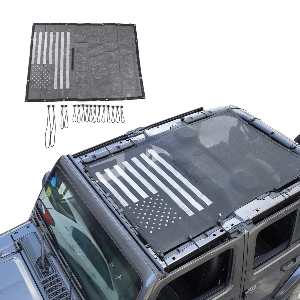 Black Sun Shade Bikini Top for Jeep Wrangler JL JLU 4-Door P658205
