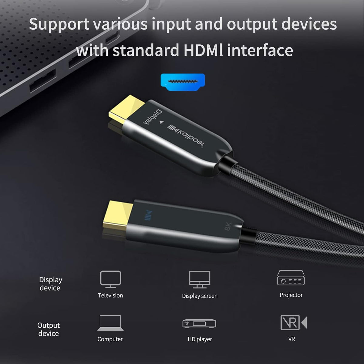Fiber Optic HDMI Cable 32 Feet 8K HDMI 2.1 48Gbps Pack of 2 G273462