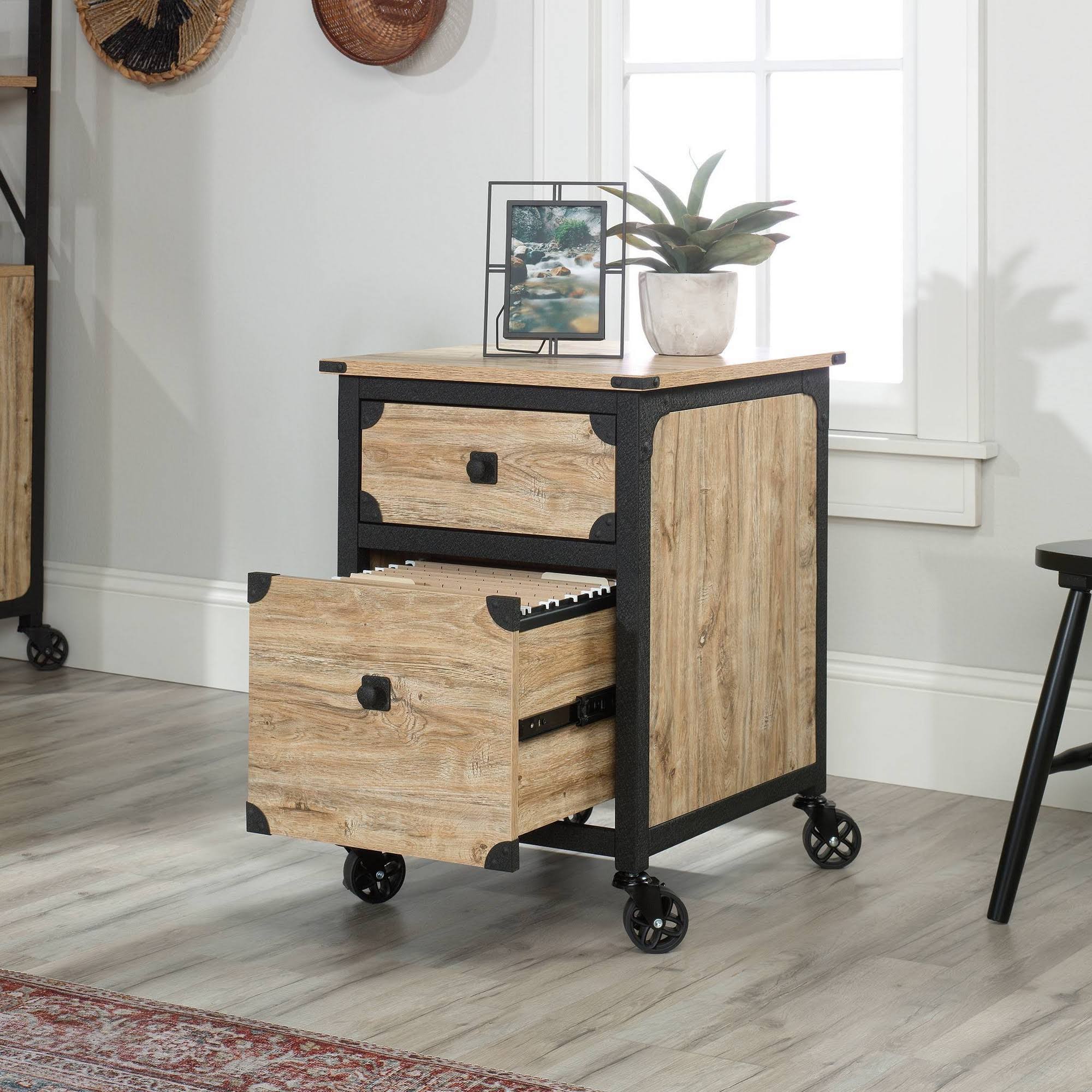 Metal & Wood Rolling Pedestal File Cabinet O94863