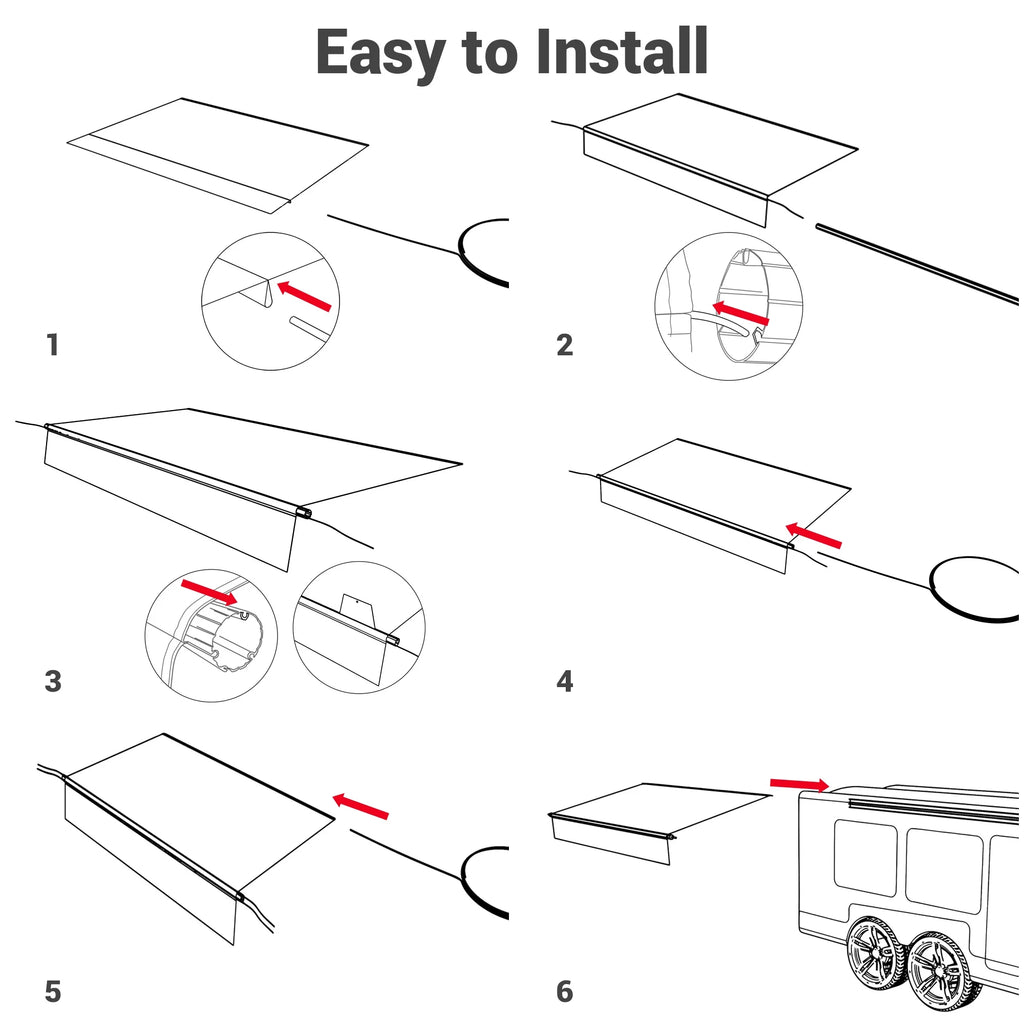 RV Awning Fabric Replacement with Side Mesh Screen Kit I734
