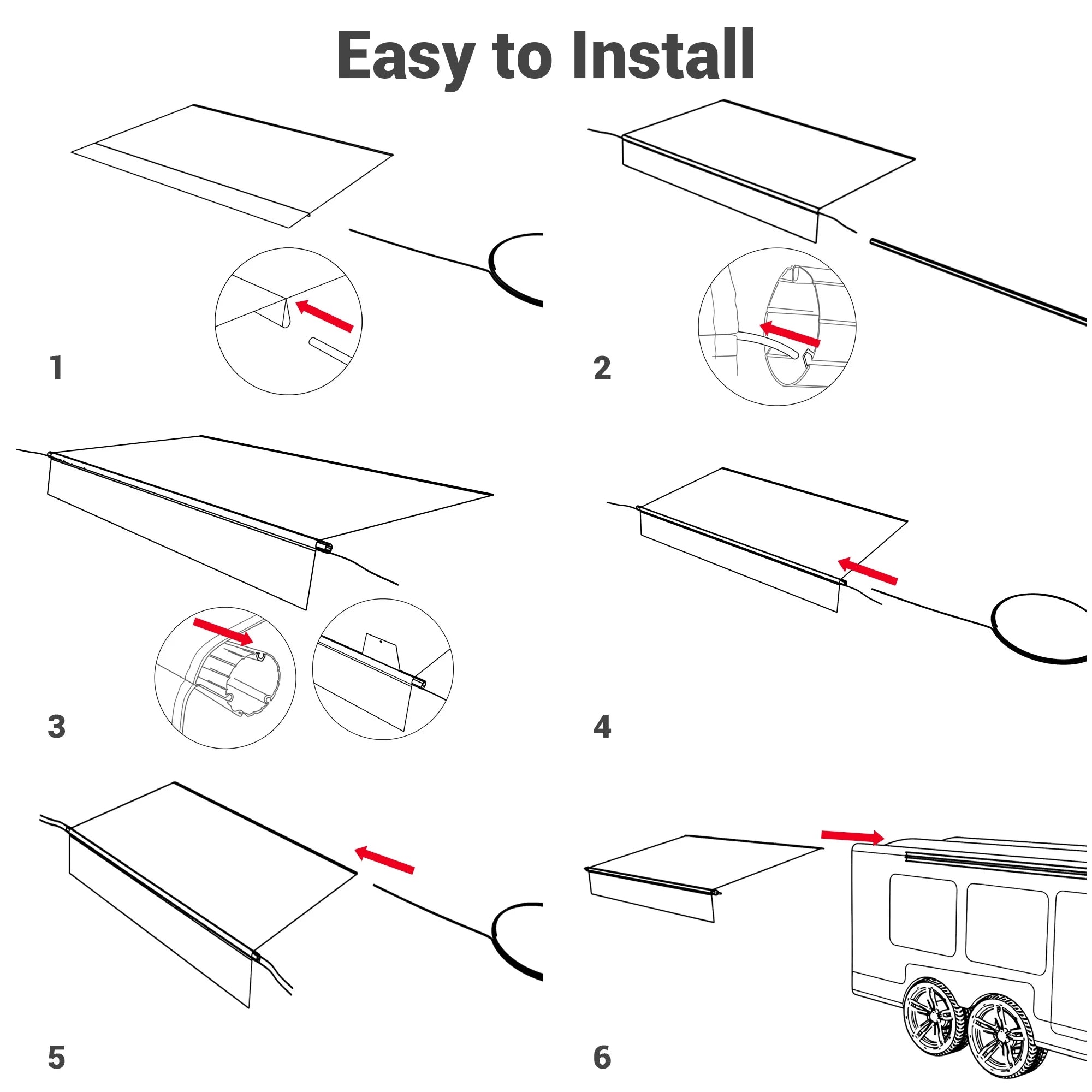 RV Awning Fabric Replacement with Side Mesh Screen Kit I734