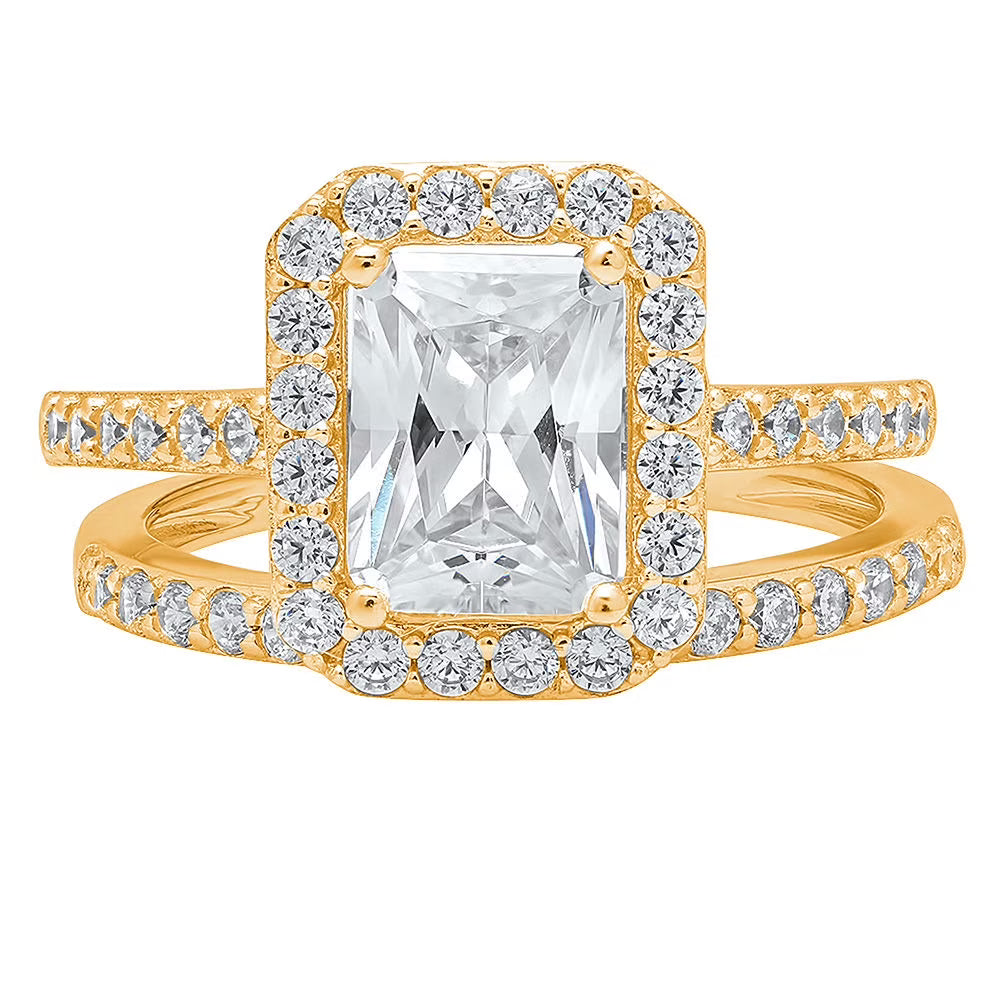 18K Yellow Gold Halo Engagement Ring Set A819