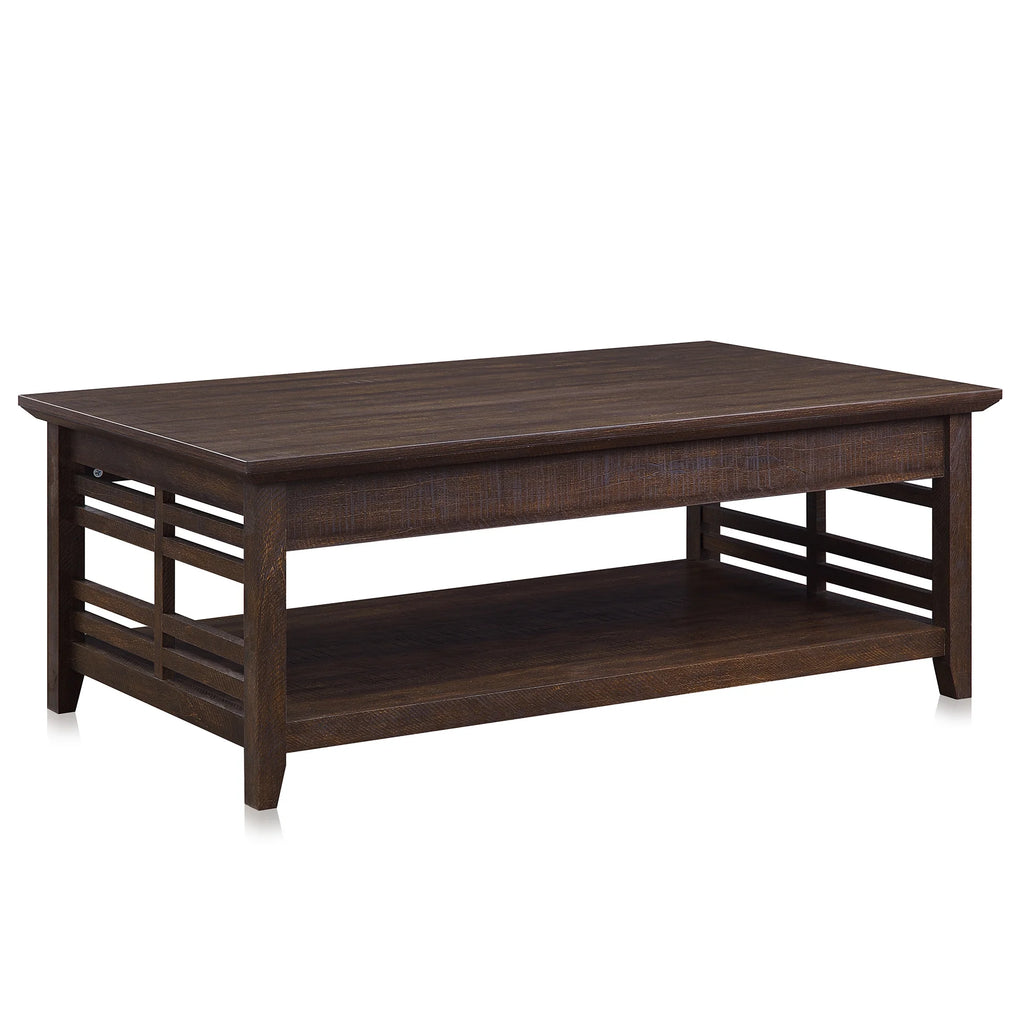 Espresso Wood Coffee Table with Storage Shelf T7035