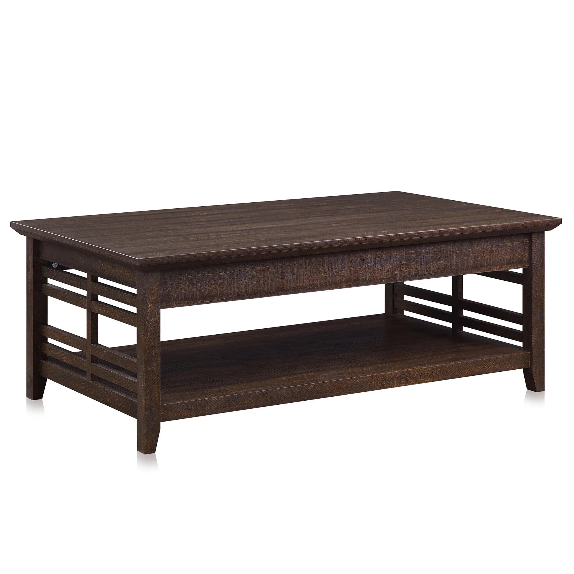Espresso Wood Coffee Table with Storage Shelf T7035
