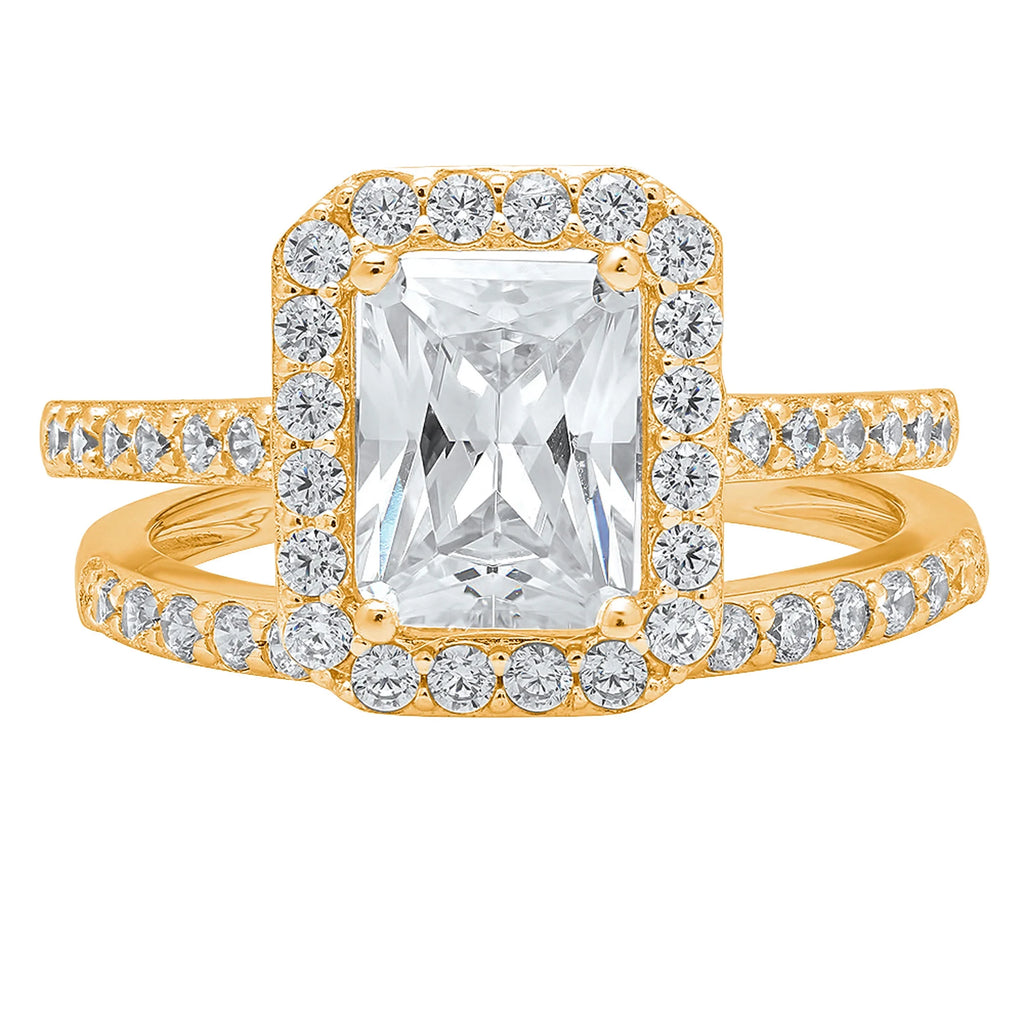 18K Yellow Gold Halo Engagement Ring Set A819