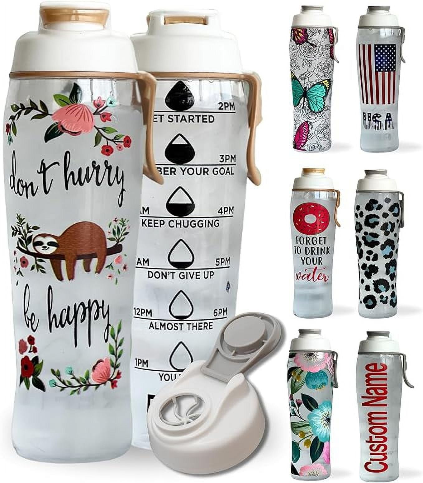 BPA Free Water Bottle with Time Marker and Chug Cap W57359