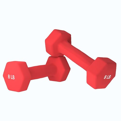 Neoprene Coated Dumbbell Hand Weight Pairs, 2LB, 4LB, 6LB, 8LB C103