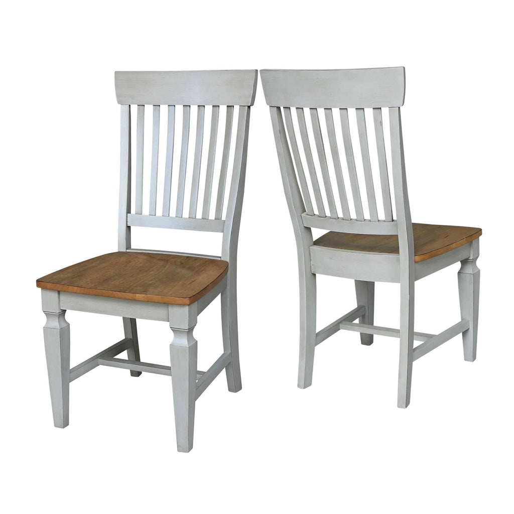 Slat Back Chairs, Set of 2, Hickory/Stone N6735