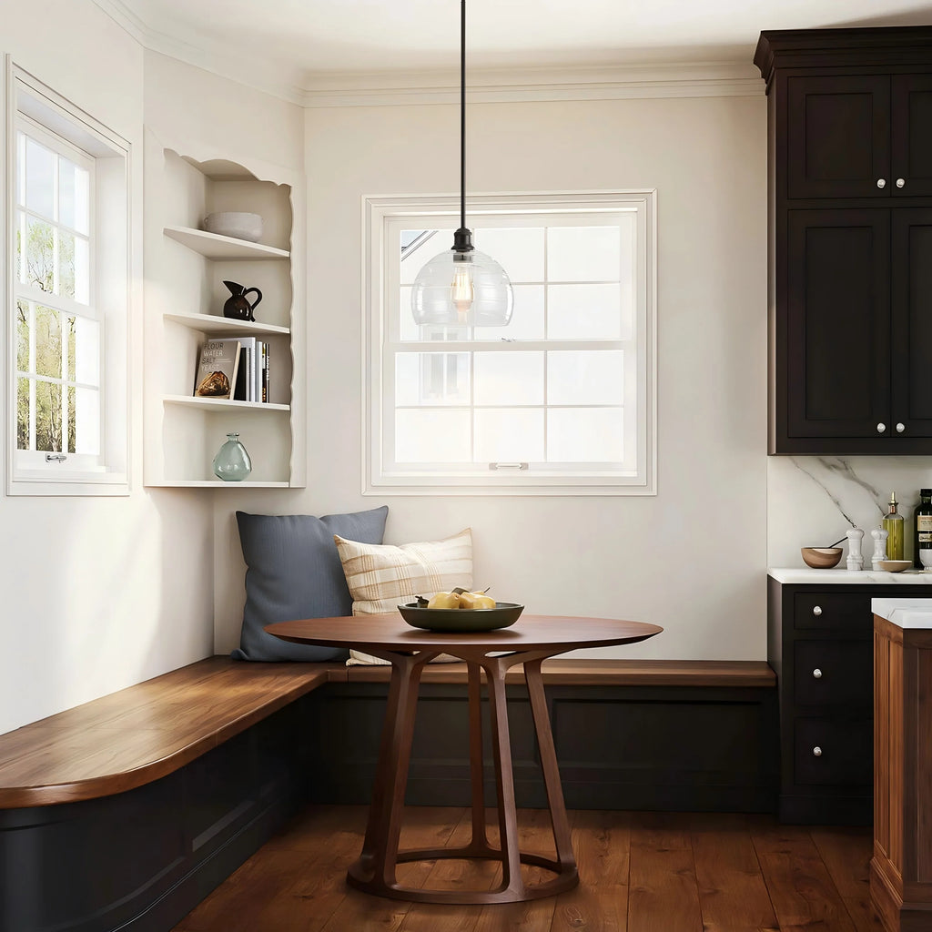 1-Light Dimmable Ribbed Glass Farmhouse Pendant U89860
