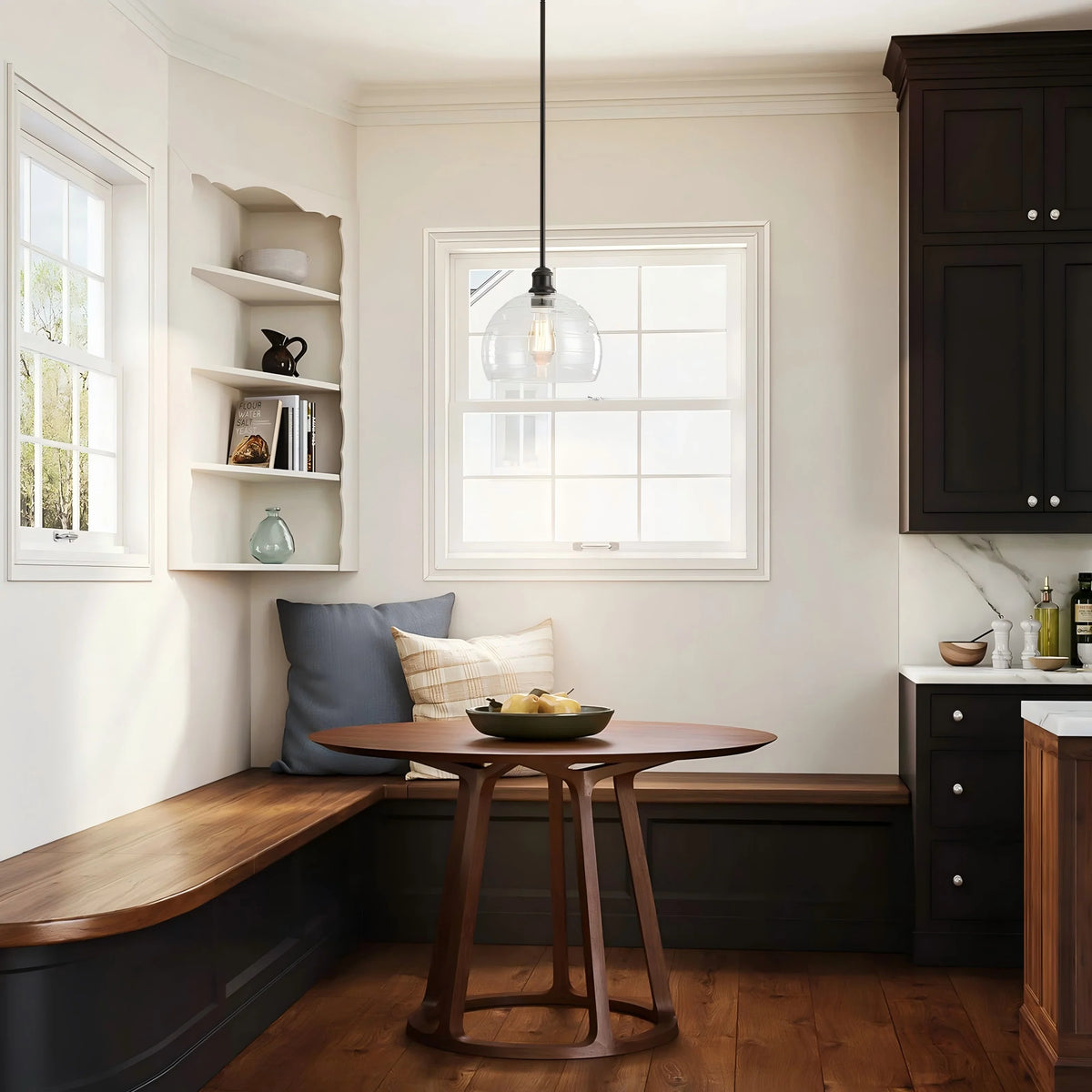 1-Light Dimmable Ribbed Glass Farmhouse Pendant U89860