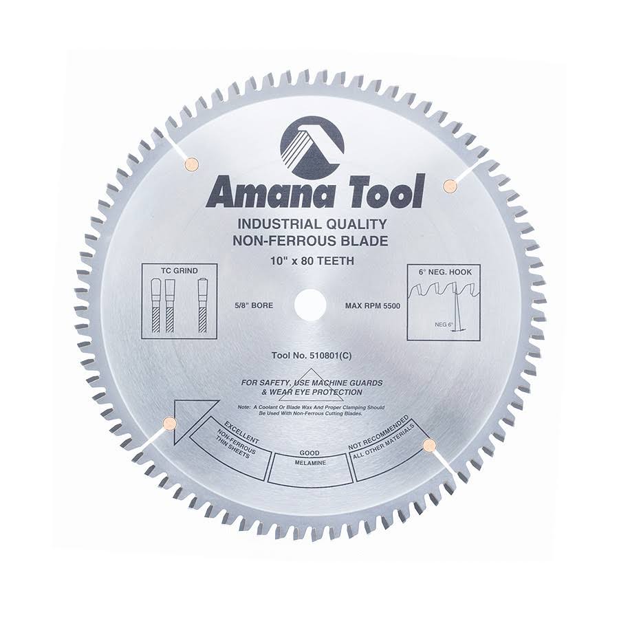 Carbide Tipped 10x22 Dia x 80T TCG Saw Blade C360