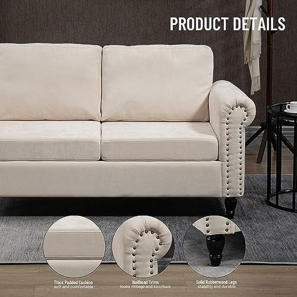 Chenille Fabric Loveseat Sofa with Solid Wood Legs M5337