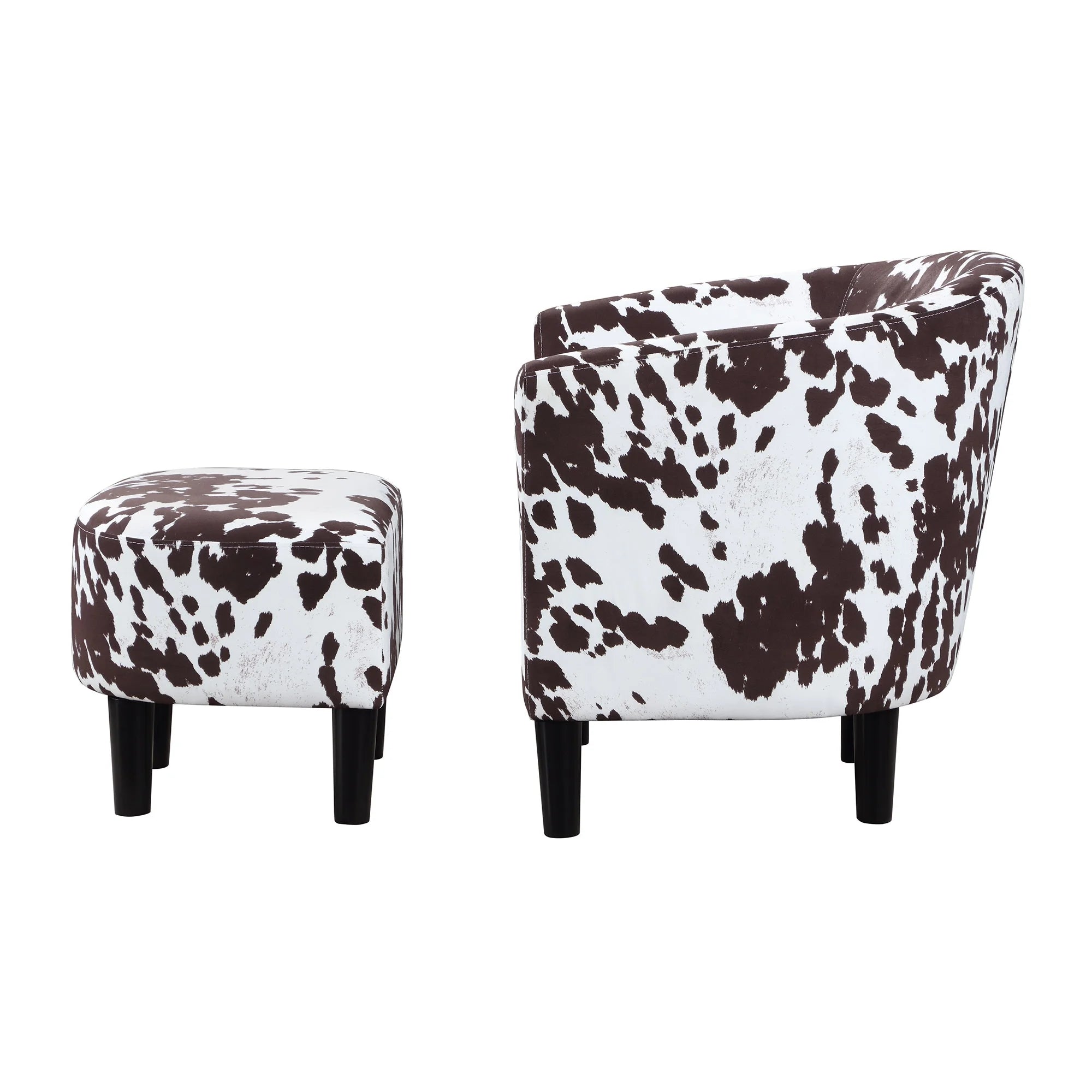 Brown Cow Print Accent Chair with Ottoman P10592