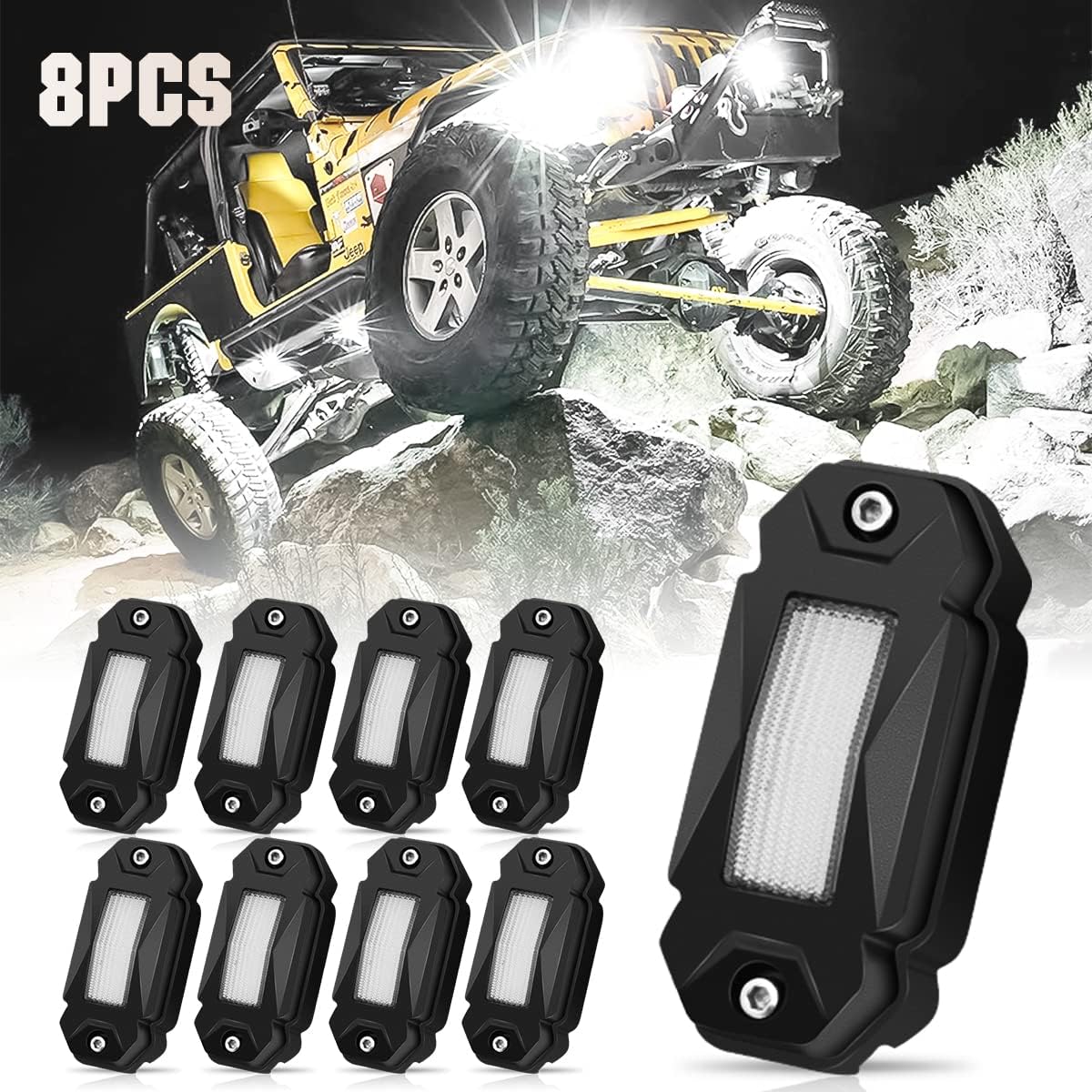 White LED Rock Lights 8PCS Pack of 2 Z9142