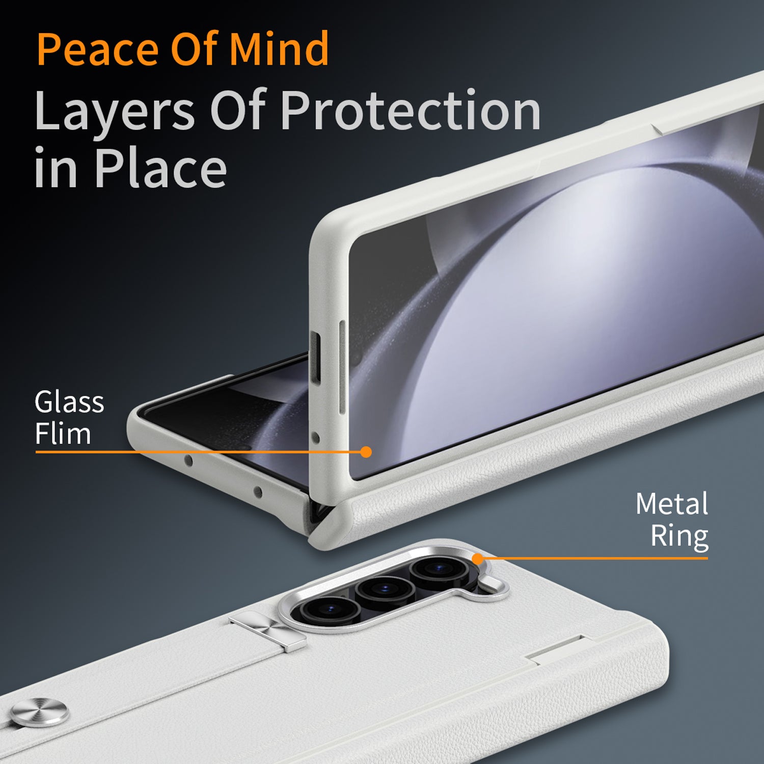 White Slim PU Leather Shockproof Case for Samsung Galaxy Z Fold5 C593395