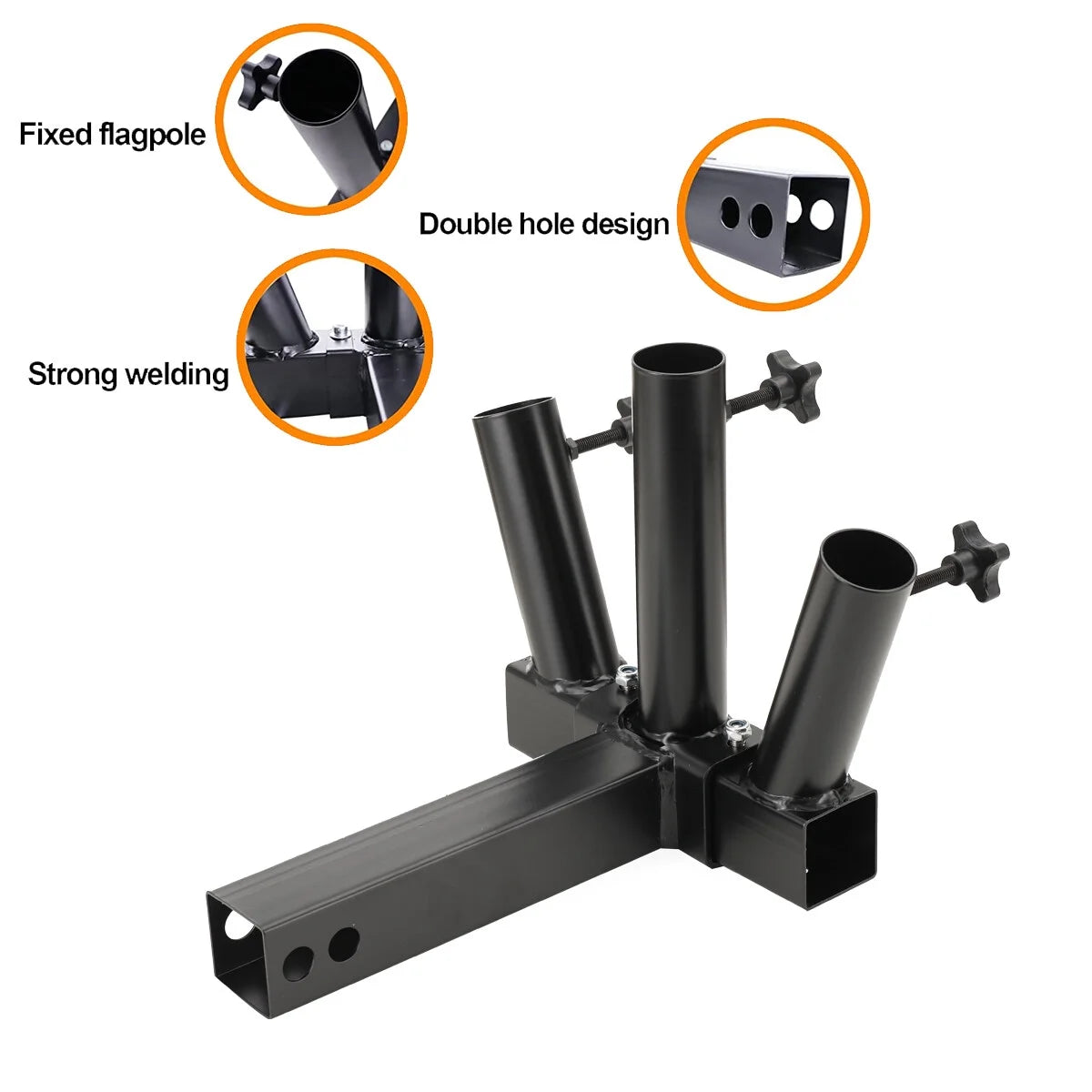 Heavy Duty 3 Flag Pole Holder Hitch Mount T65996