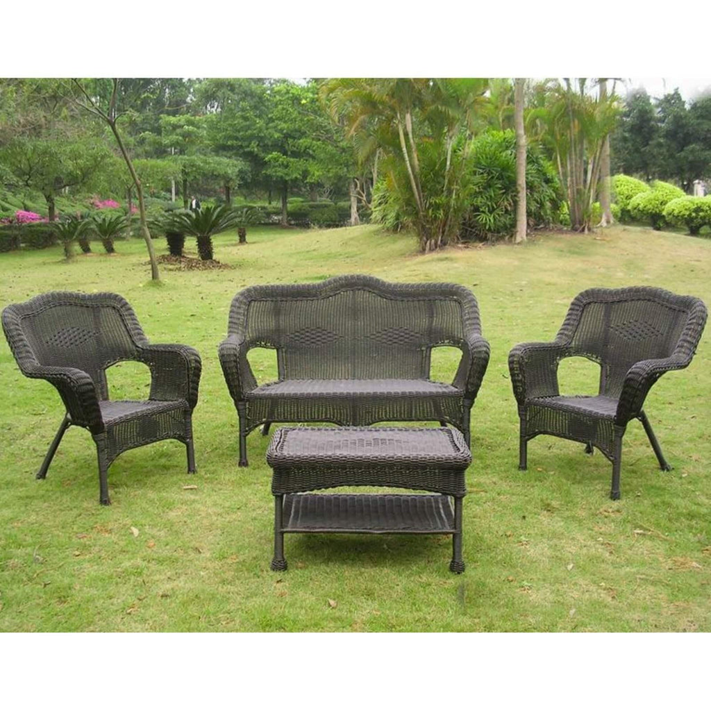 Wicker Resin Patio Conversation Set - Seats 4 E3749