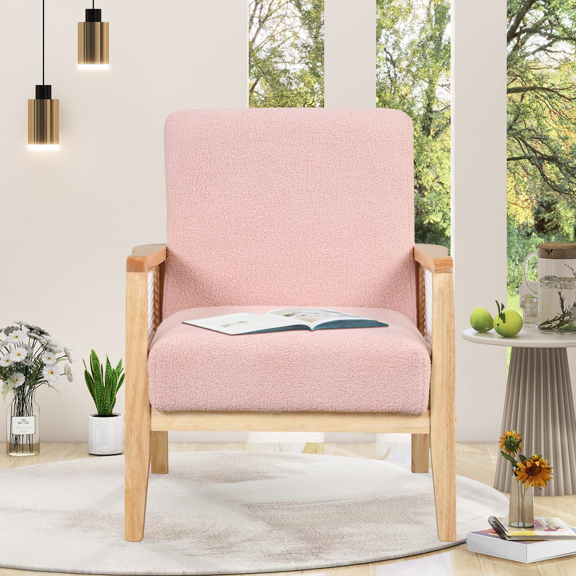 Pink Plush Velvet Dining Side Chairs I930