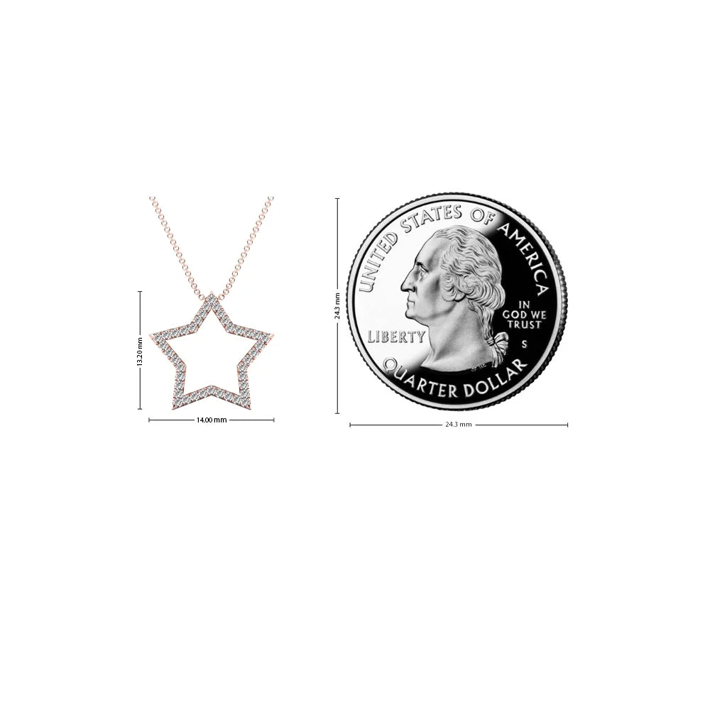 10K Rose Gold Diamond Star Pendant Necklace R798