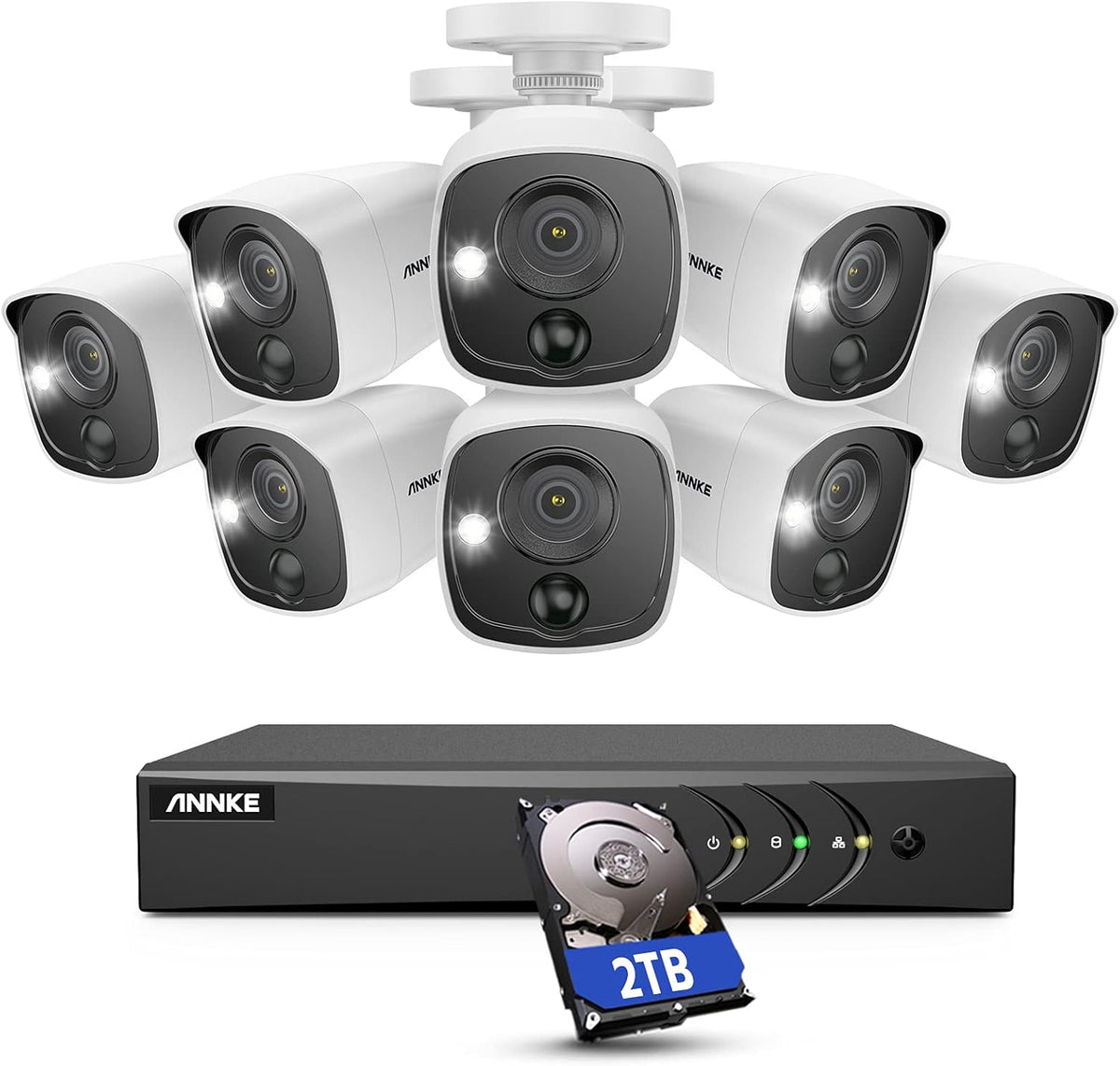 16CH 5MP Lite CCTV Camera System with 8 × 1080P Weatherproof Bullet Security Cameras, 2 TB Hard Drive C992392