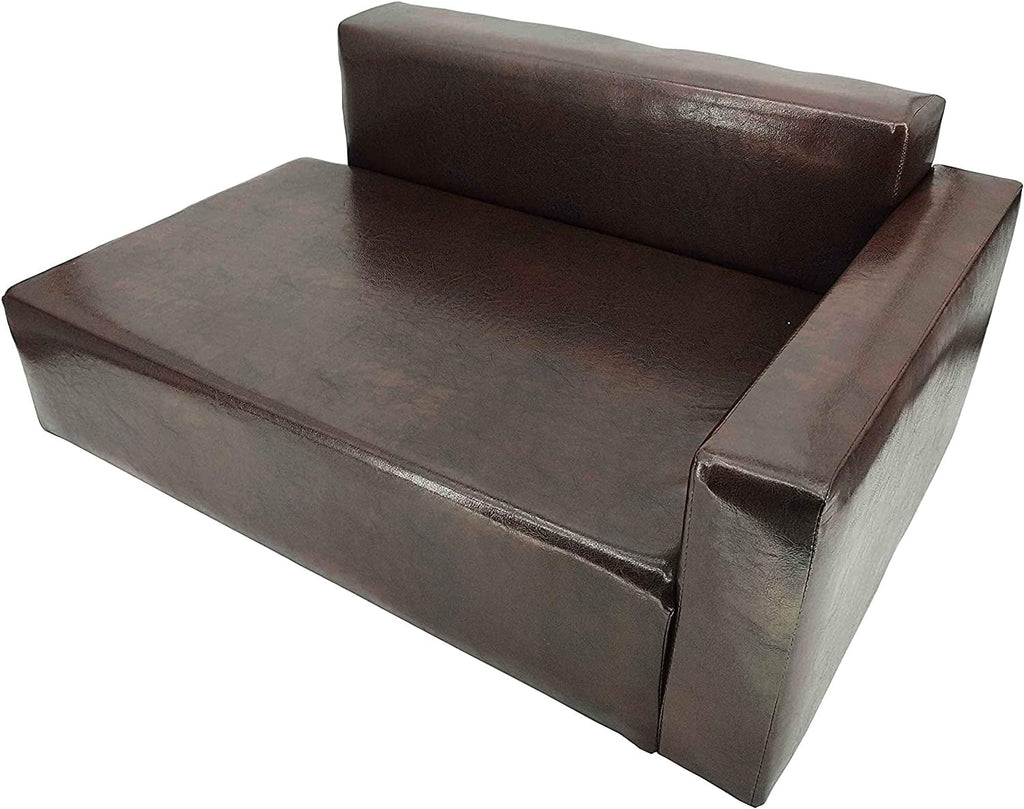 Brown Synthetic Leather Dog Sofa Bed R660900