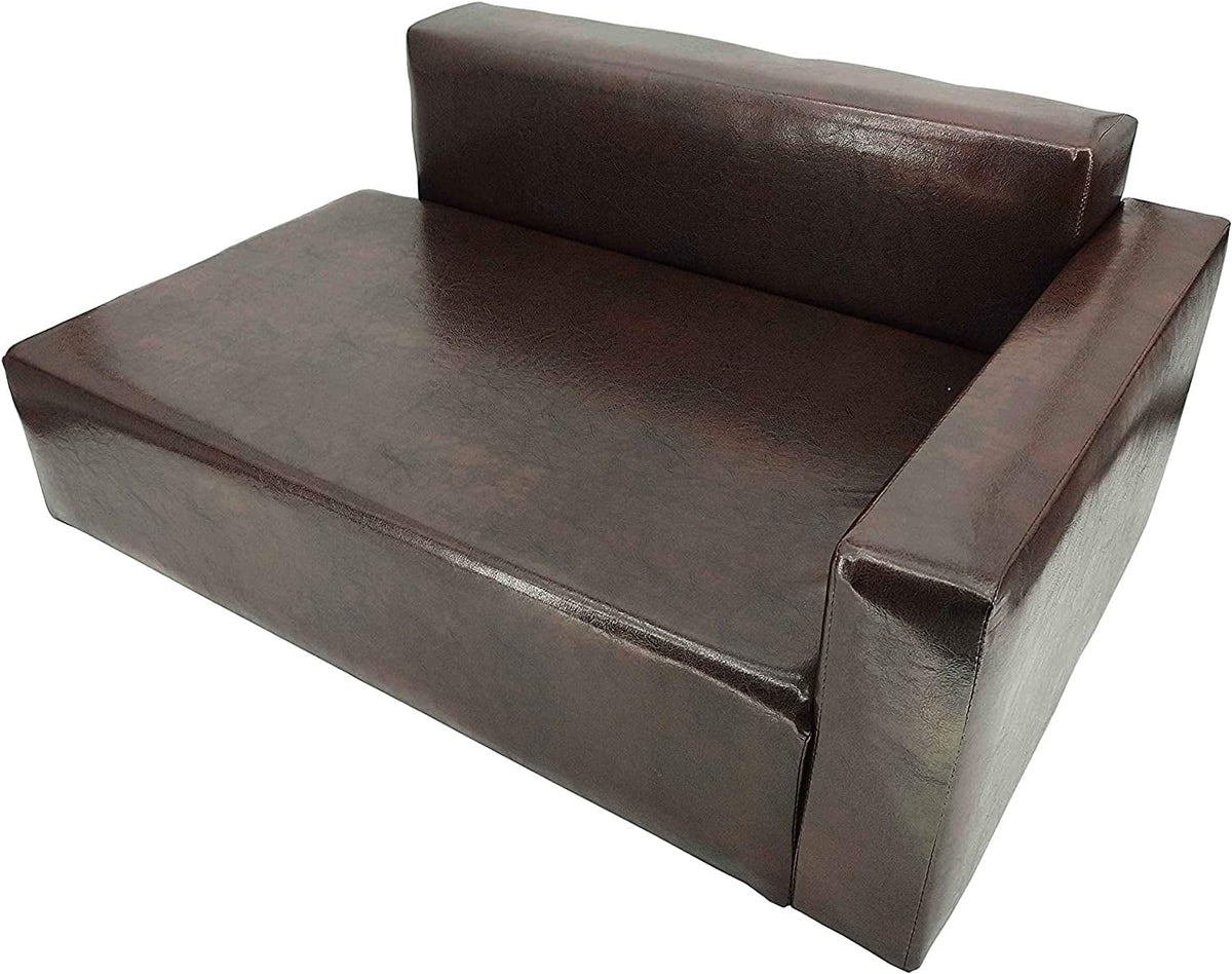 Brown Synthetic Leather Dog Sofa Bed R660900