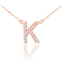 14K Rose Gold Diamond Initial Necklace, 22" N698262