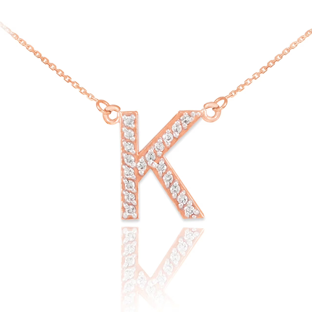 14K Rose Gold Diamond Initial Necklace, 22" N698262