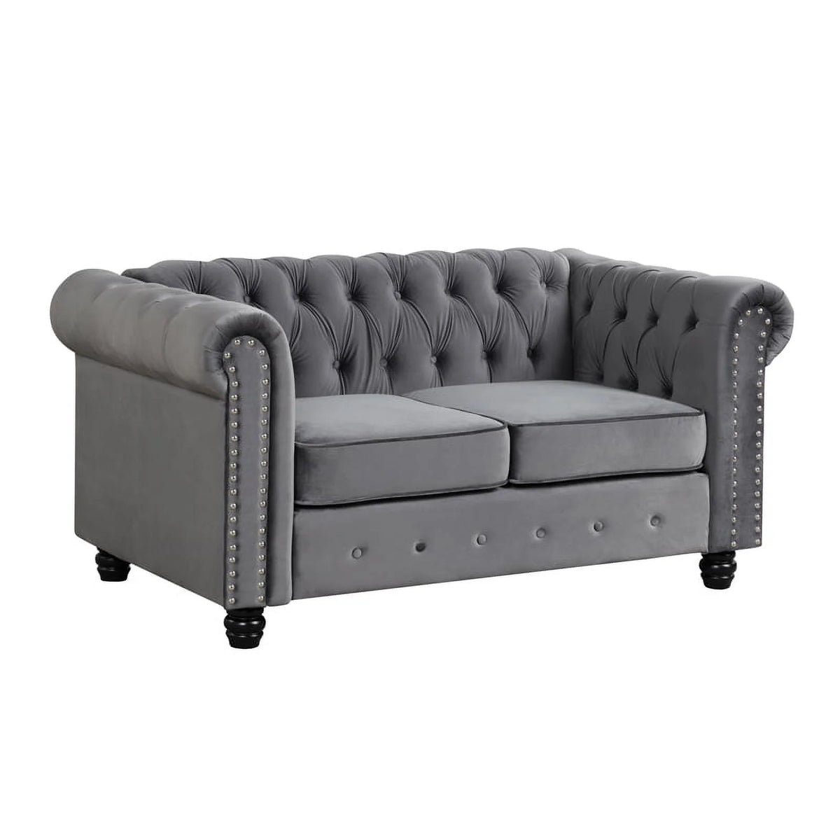 Gray Velvet Sofa Loveseat Armchair Set F823