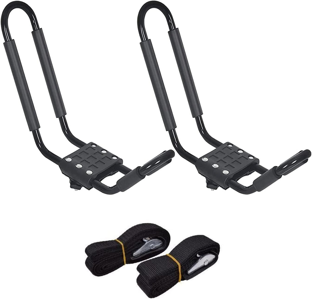 2PCS J-Bar Kayak Roof Rack with 2 7.2Ft Ratchet Lashing Straps A948928