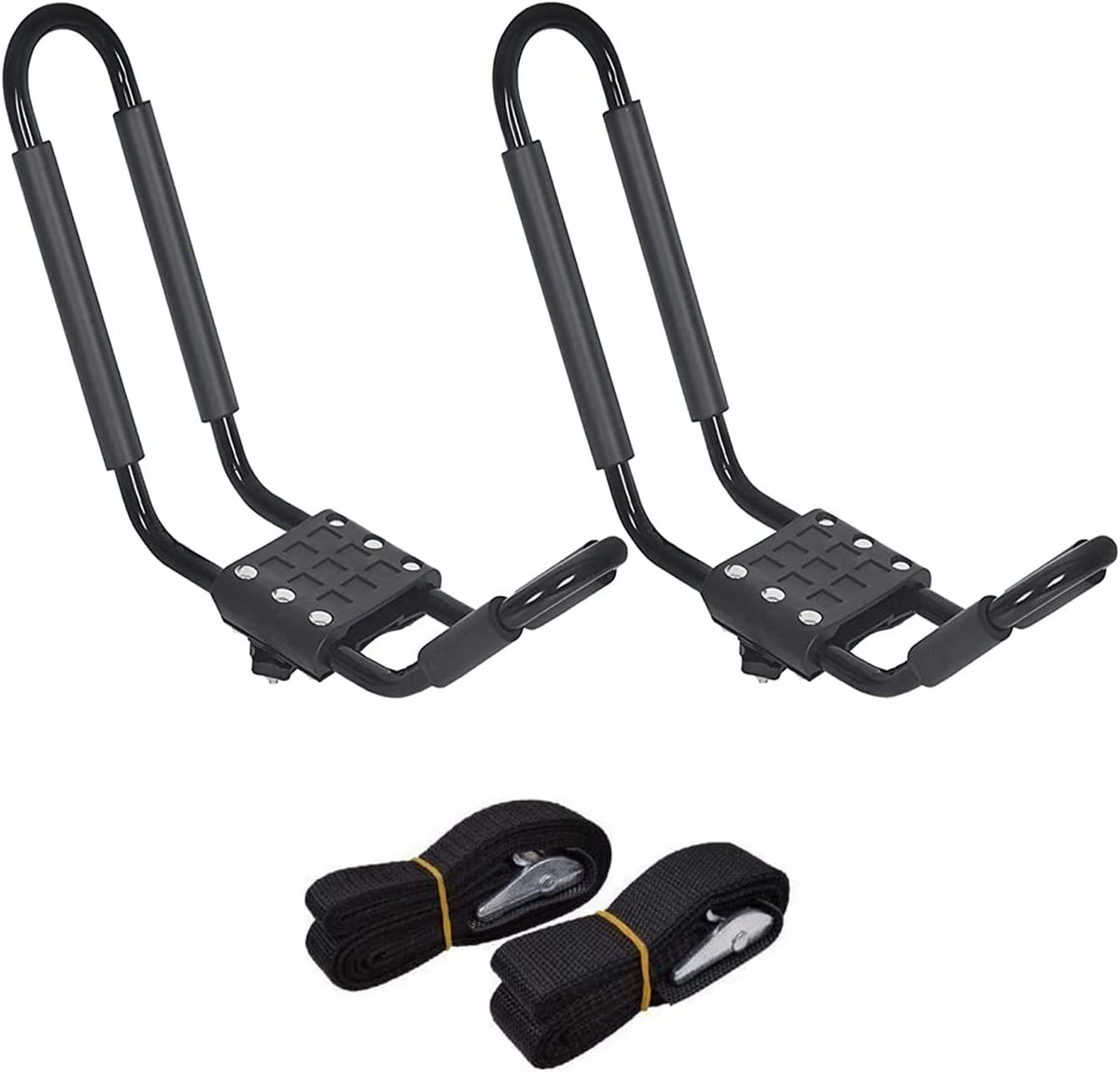 2PCS J-Bar Kayak Roof Rack with 2 7.2Ft Ratchet Lashing Straps A948928