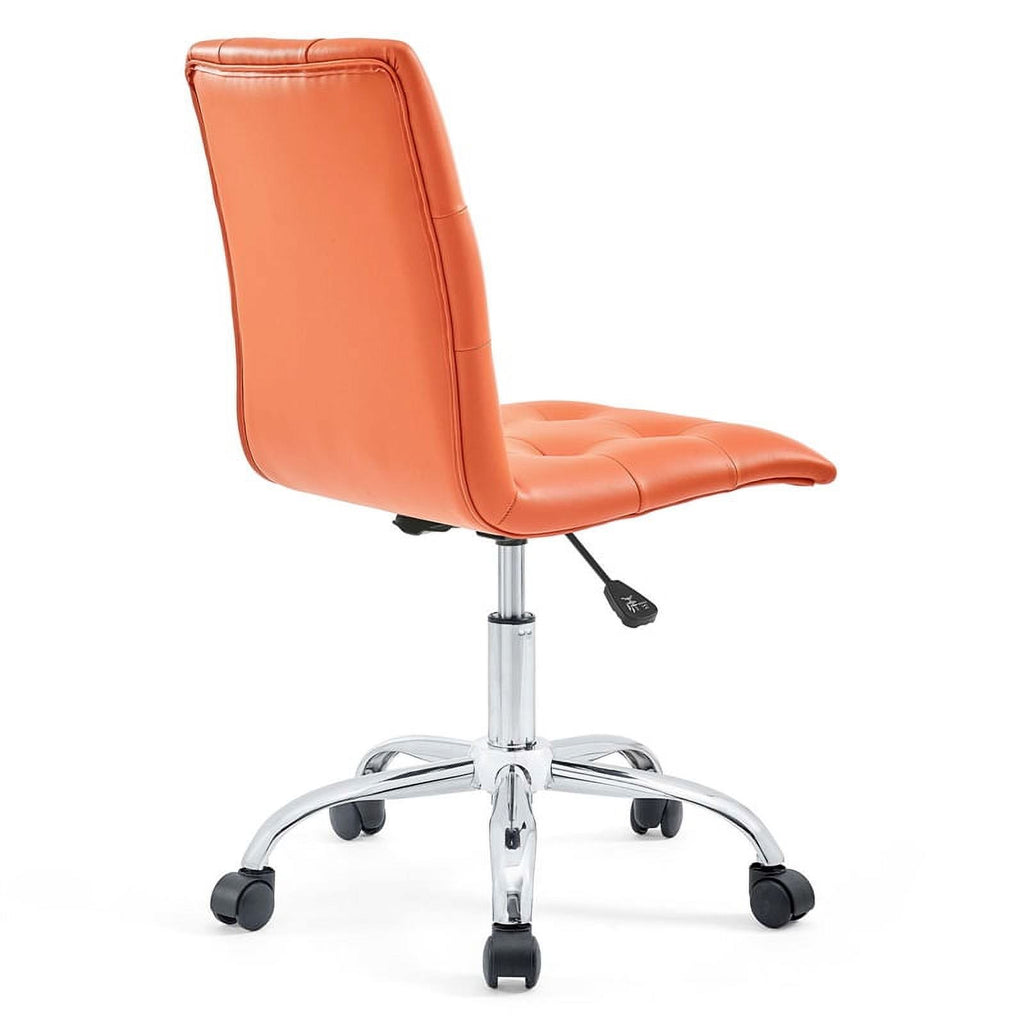 Modern Faux Leather Armless Office Chair in Orange E952763